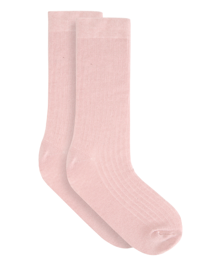 Cashmere Blend Ribbed Socks, Pink