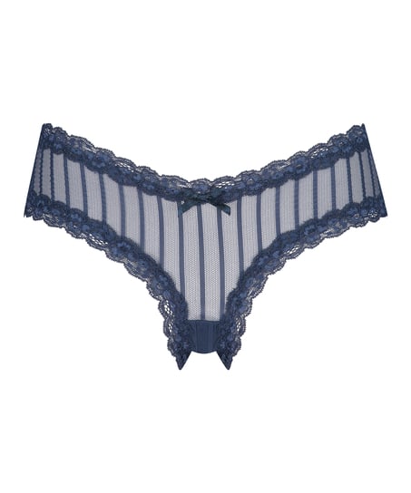 V-shaped Brazilian knickers mesh, Blue