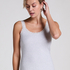 Ribbed Lace Singlet, Beige