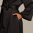 Satin Fleece Bathrobe, Black