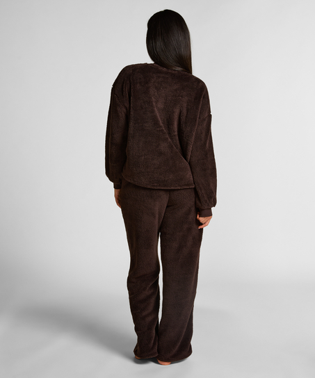 Longsleeved Top Fluffy Fleece, Brown