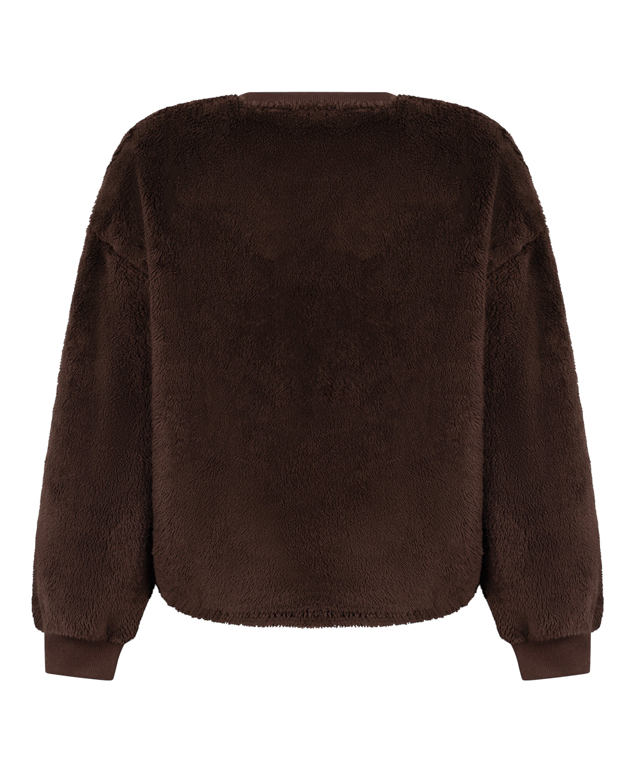 Longsleeved Top Fluffy Fleece, Brown, main