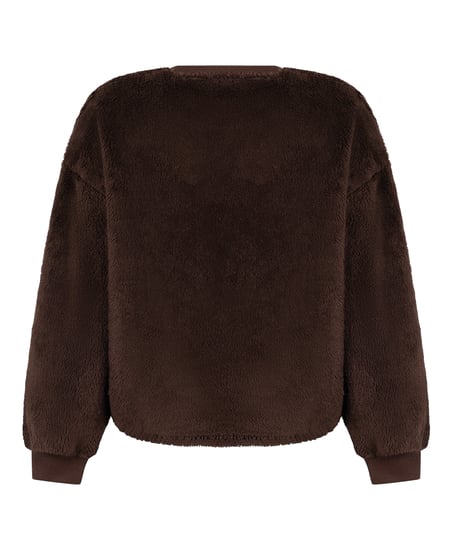 Longsleeved Top Fluffy Fleece, Brown