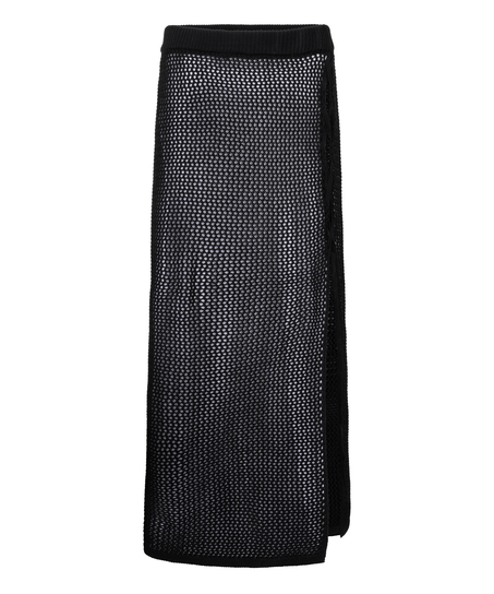 Crochet Midi Skirt, Black