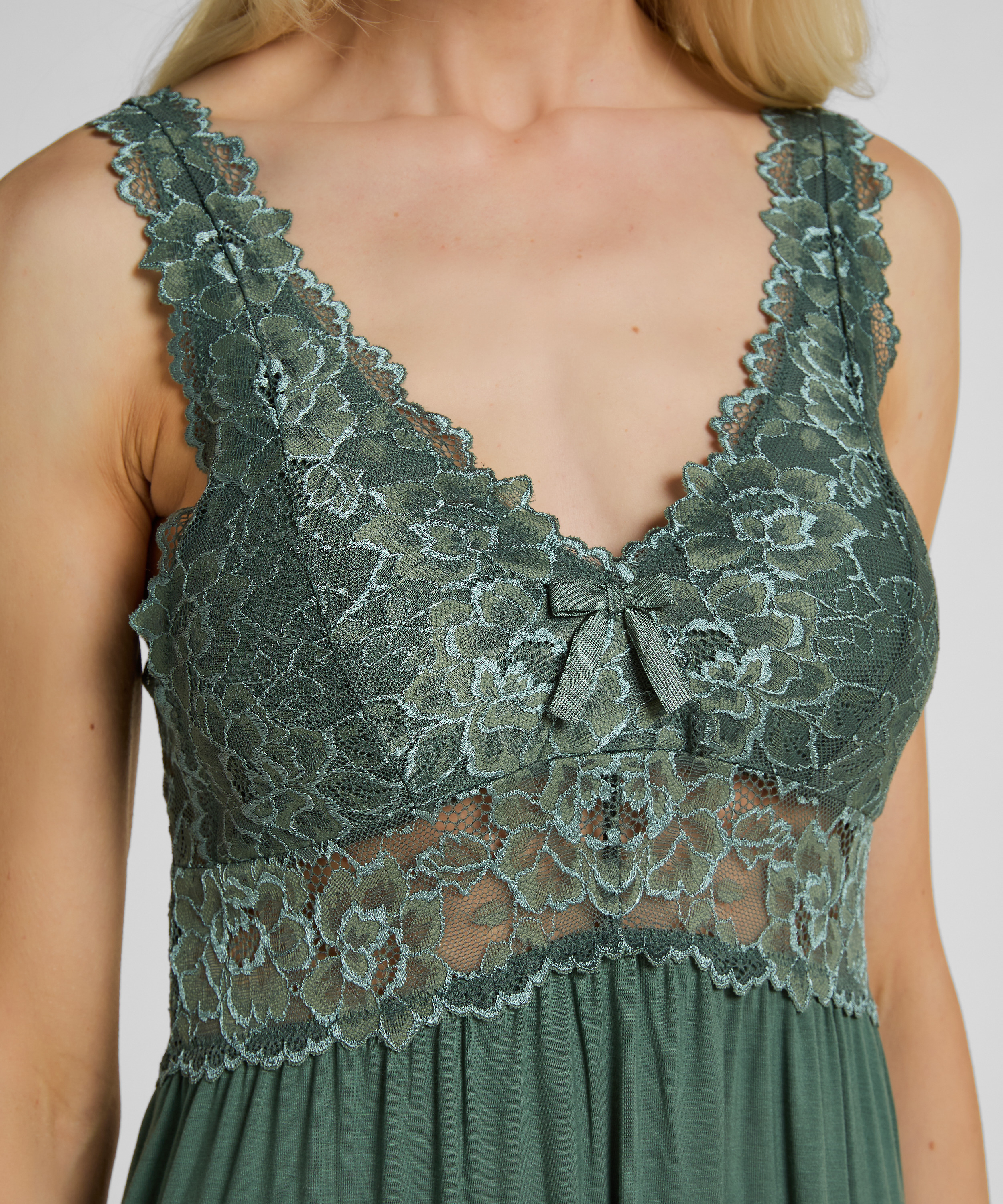 Nora Lace Slip Dress, Green, main