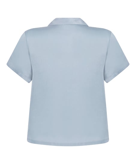 Satin Short-Sleeved Jacket, Blue