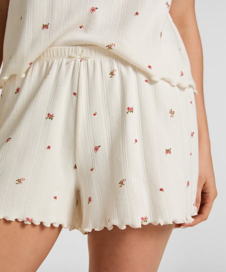 Pyjama Short Pointelle, White