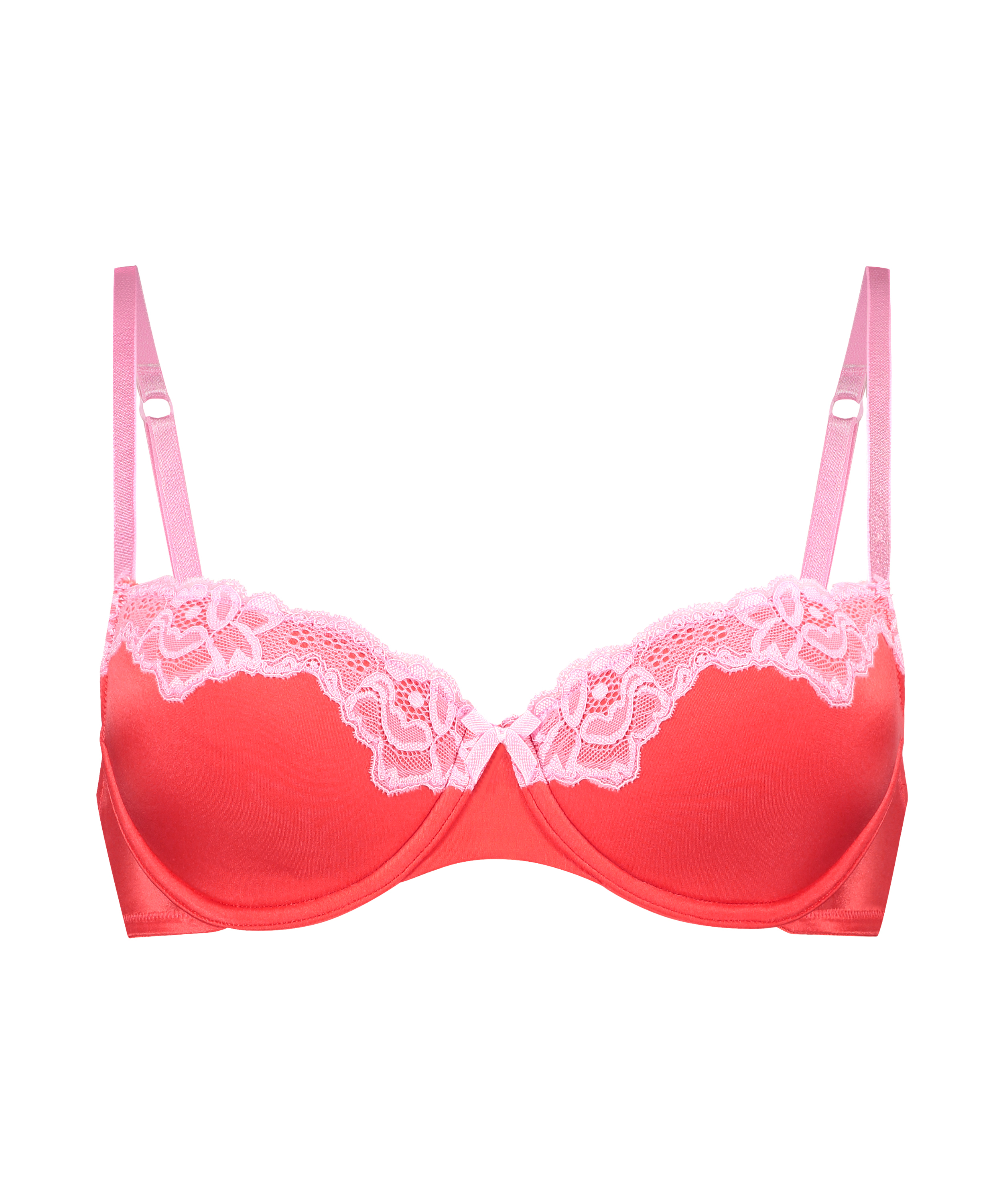 Lace & Shine Padded Underwired Bra, Red, main
