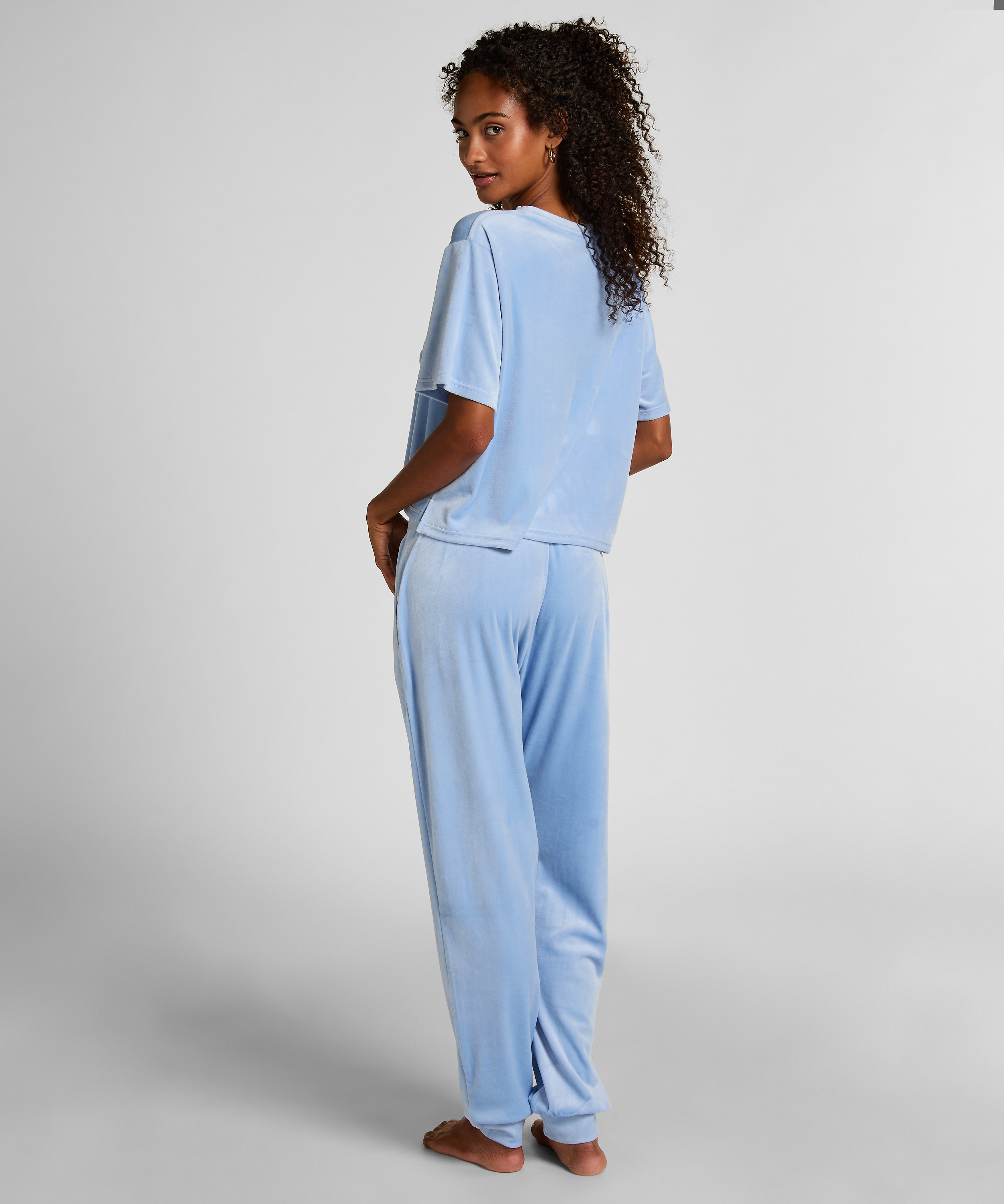 Velours Jogging Pants, Blue, main