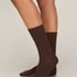 Cashmere Blend Ribbed Socks, Brown