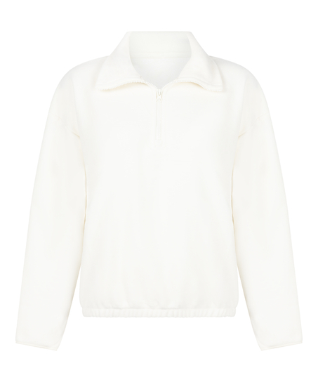 Top Half Zip Sporty Fleece, White