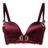 Avela Padded Underwired Longline Push-Up Bra, Red