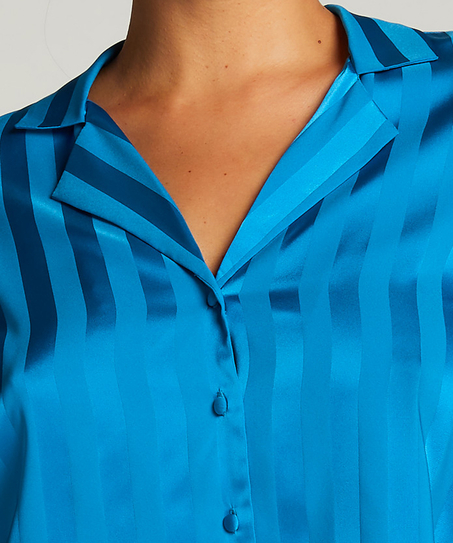 Satin Long-Sleeved Jacket, Blue
