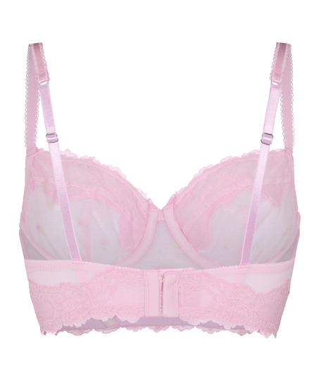 Non-Padded Underwired Longline Bra Camellia, Pink