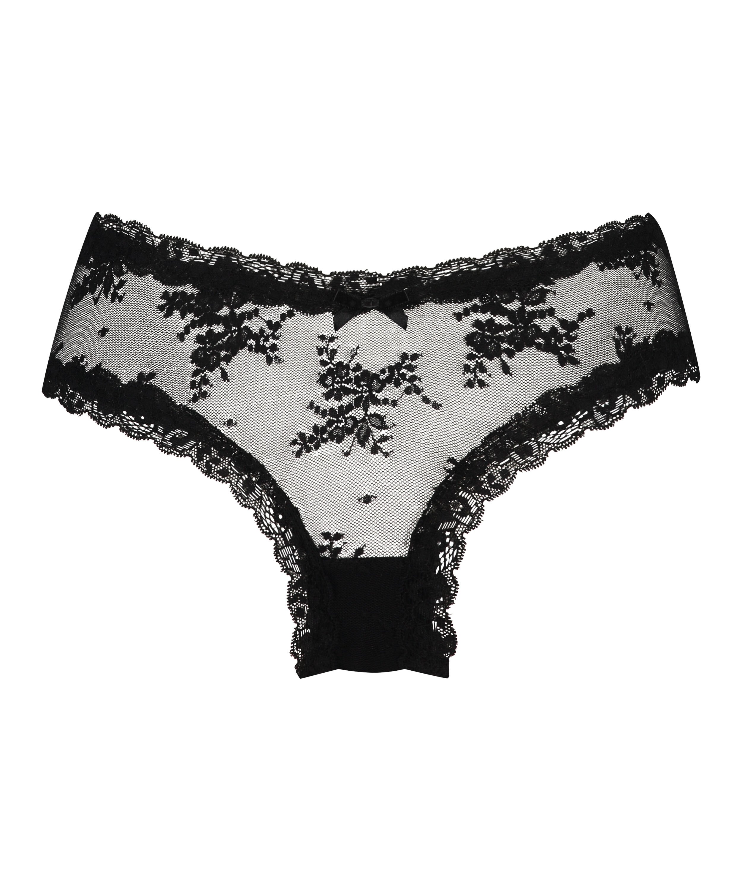 V-shaped Brazilian knickers mesh, Black