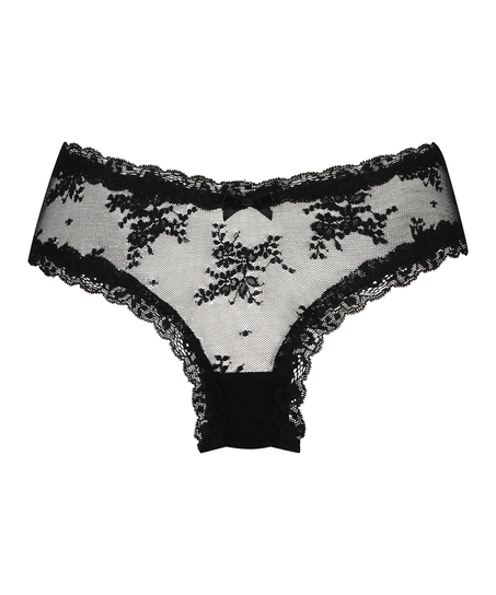 V-shaped Brazilian knickers mesh, Black