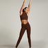 HKMX Crossed High Waisted Leggings, Brown
