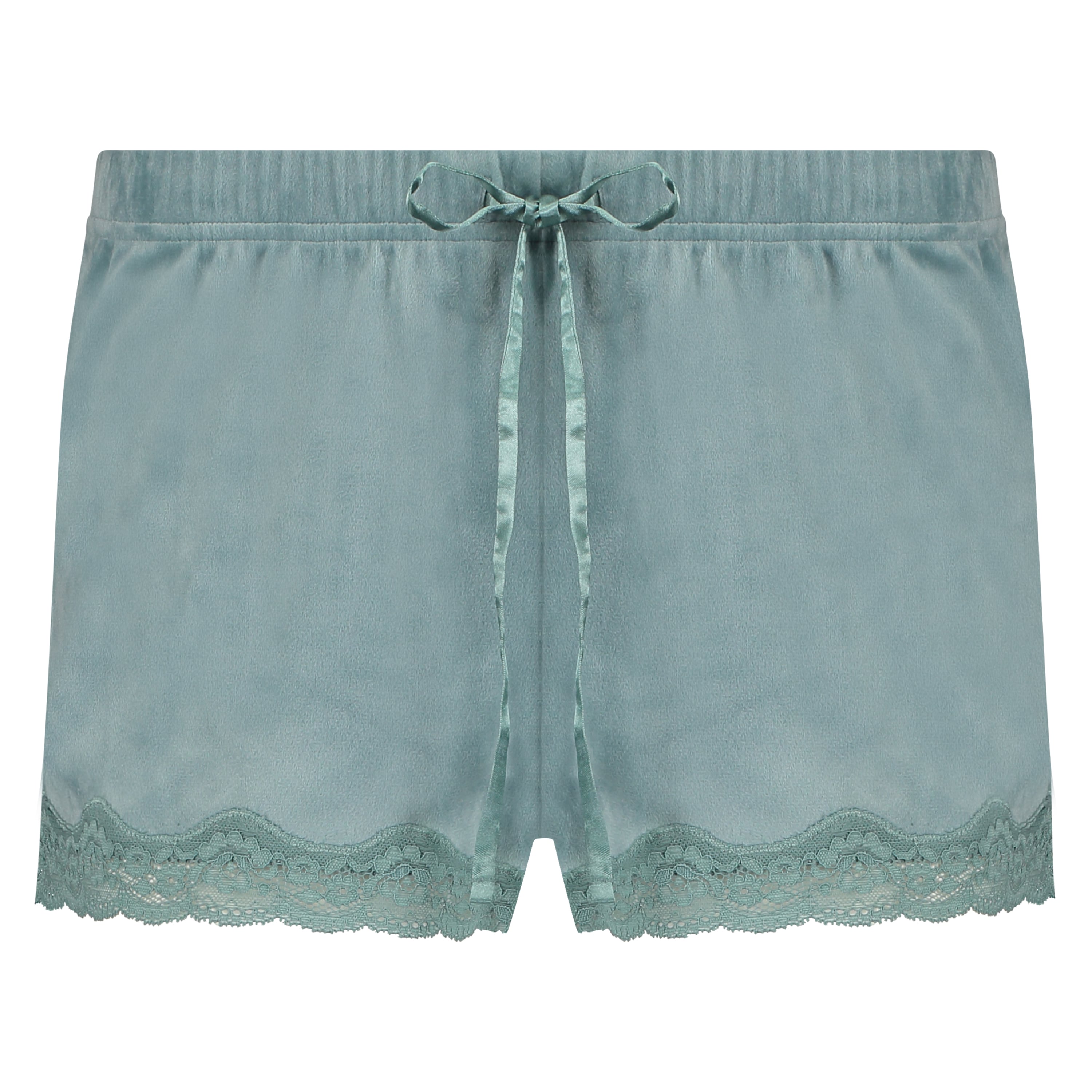 Pyjama Short Velours Scallop Lace, Green, main