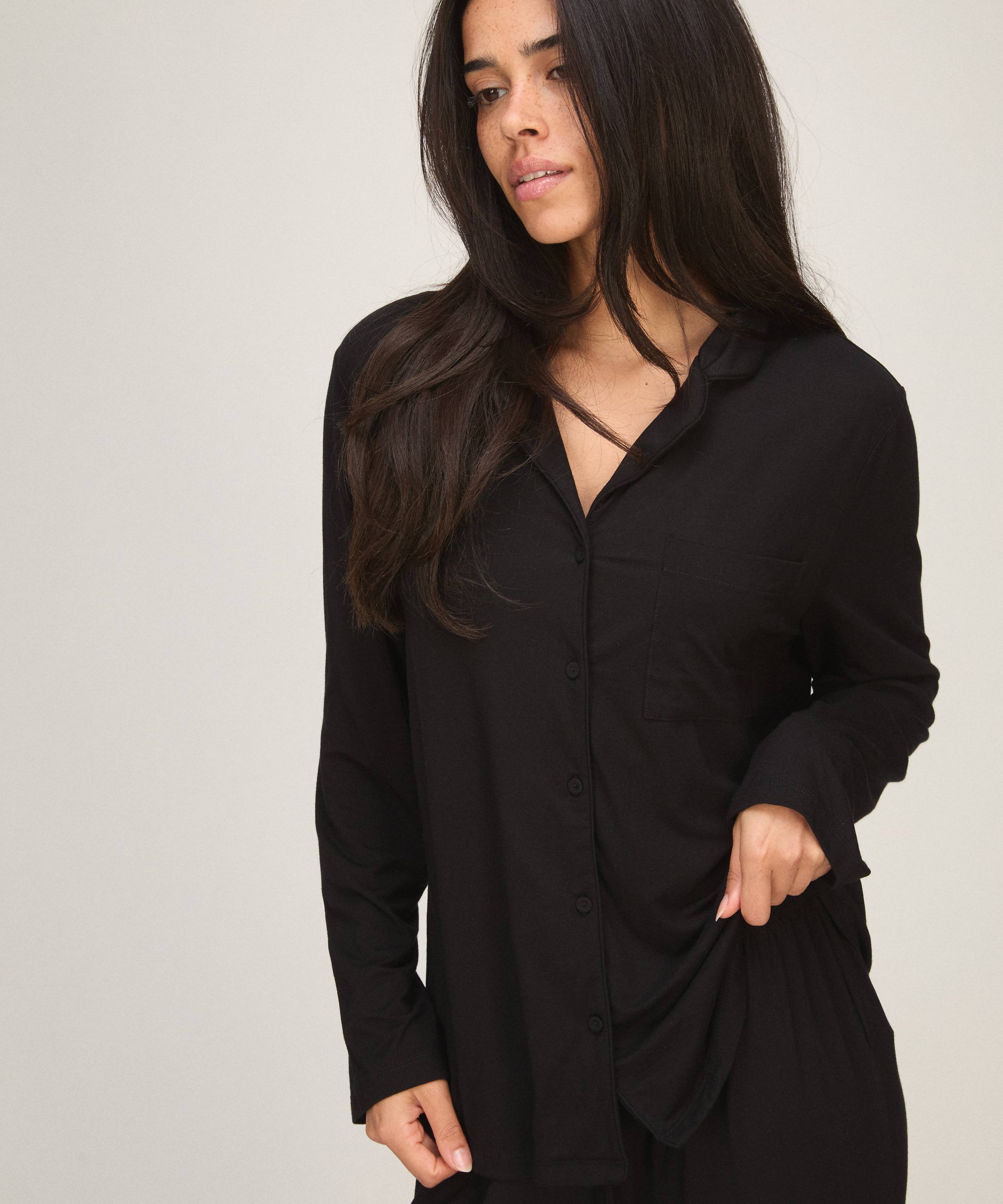 Pyjama Jacket Essentials, Black, main