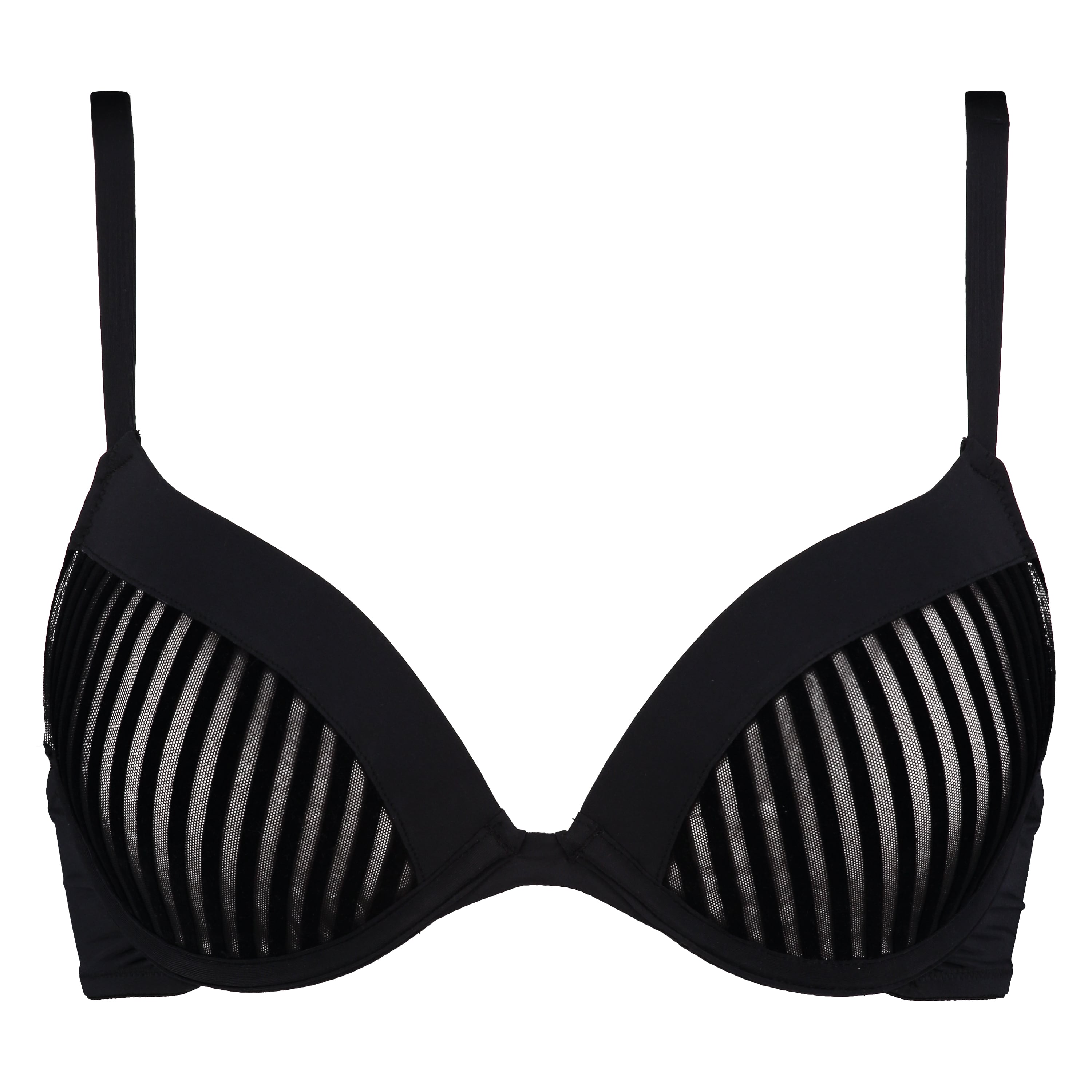 Pia Padded Underwired Push-Up Bra, Black, main
