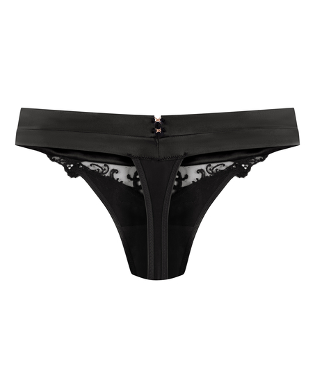 Sveta High Leg String, Black