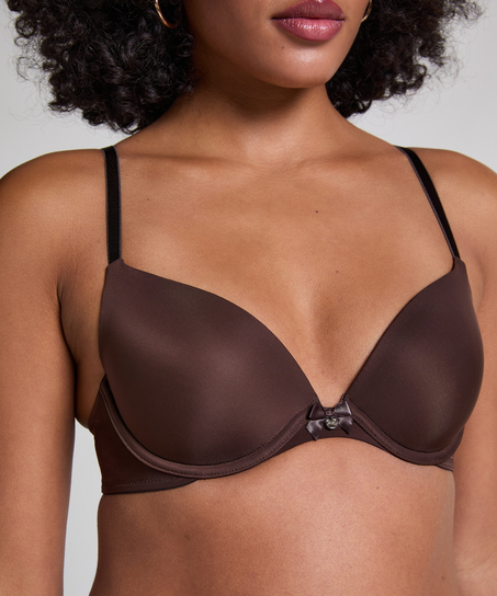 Plunge Padded Underwired Bra, Brown
