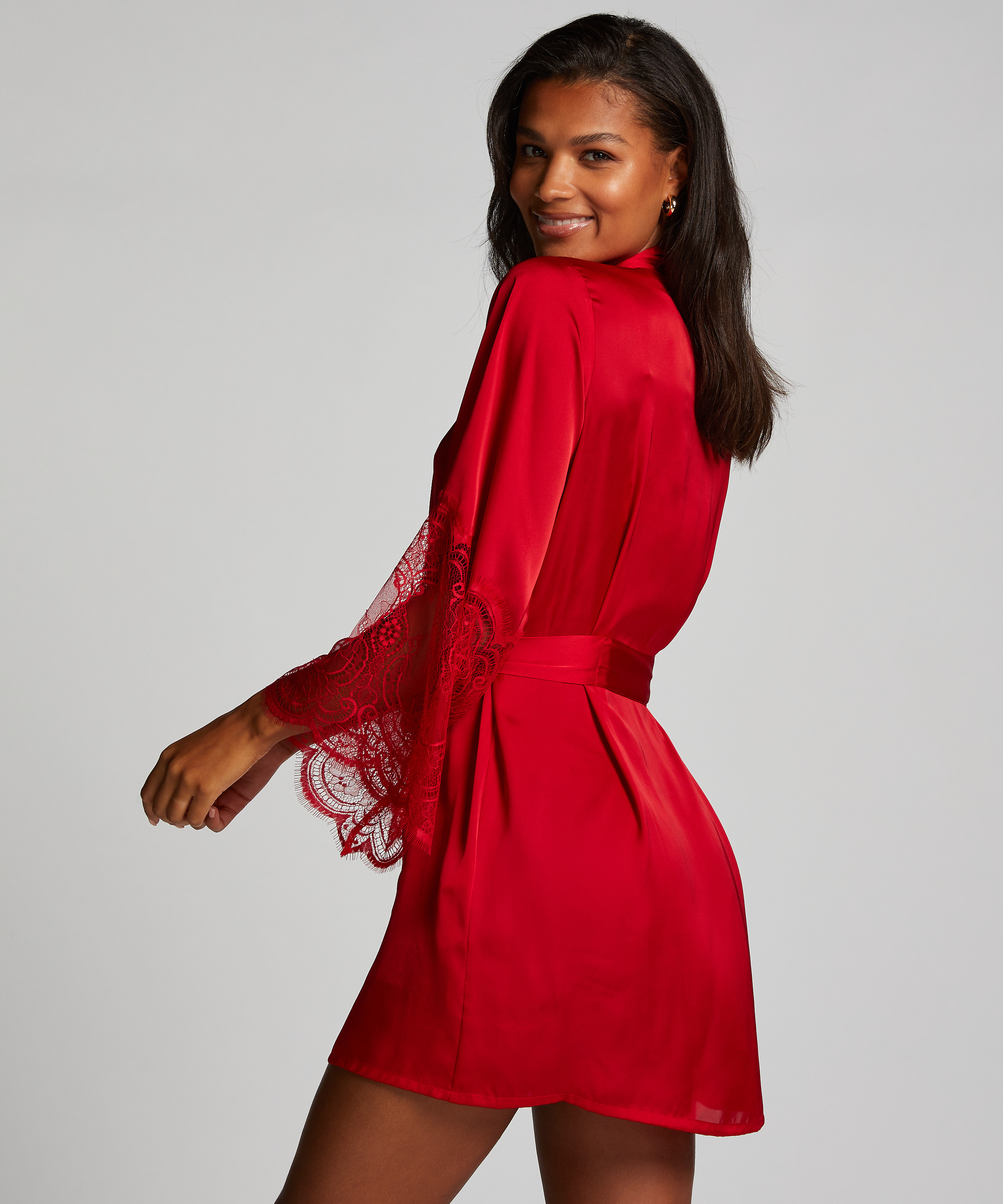 Satin Kimono, Red, main