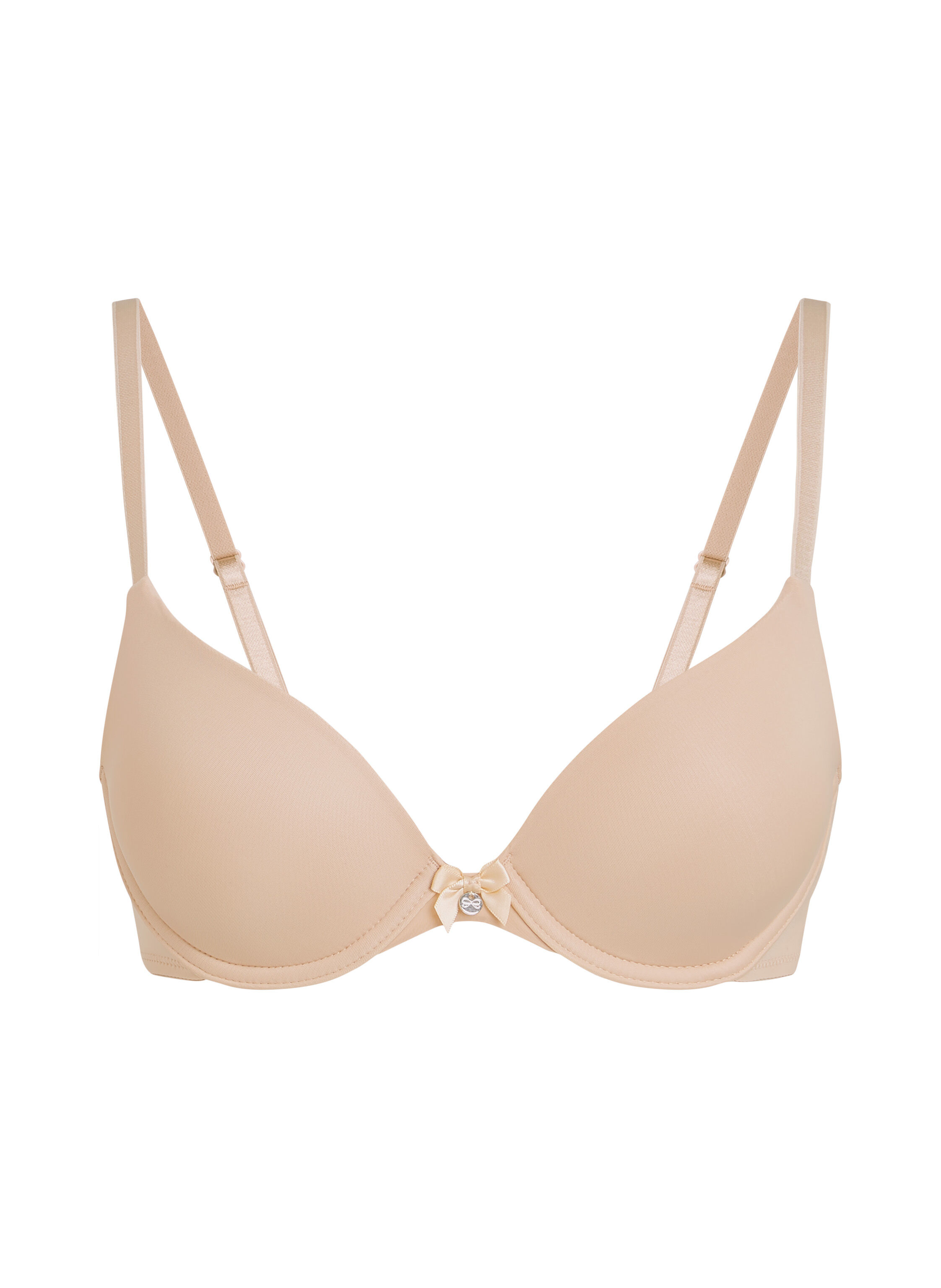 Plunge Padded Underwired Bra, Beige