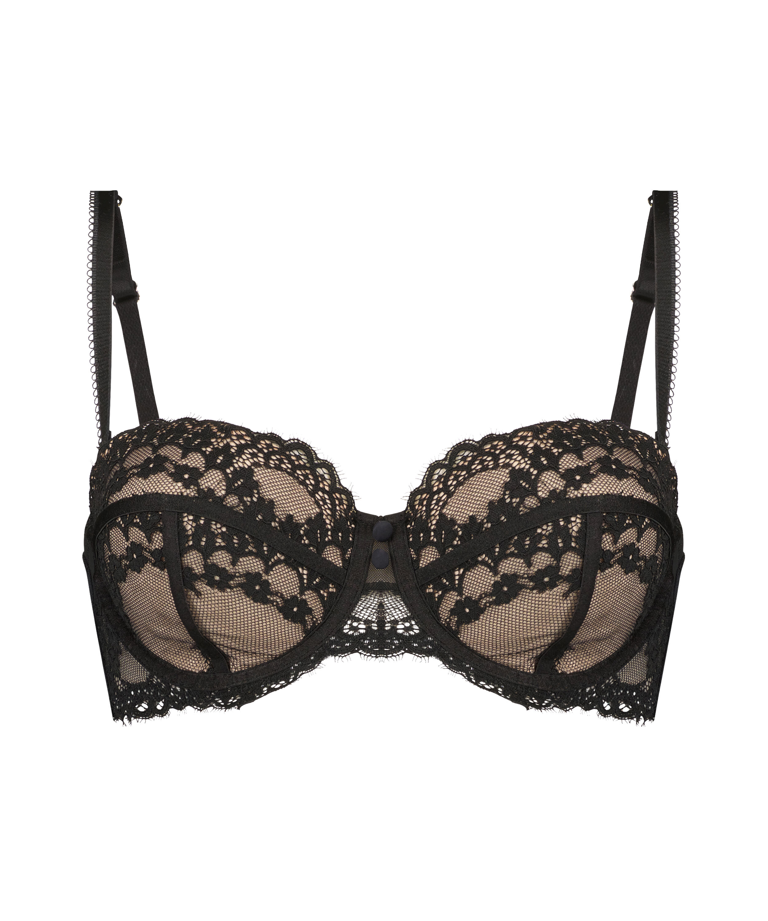 Daisy Padded Strapless Underwired Bra, Black