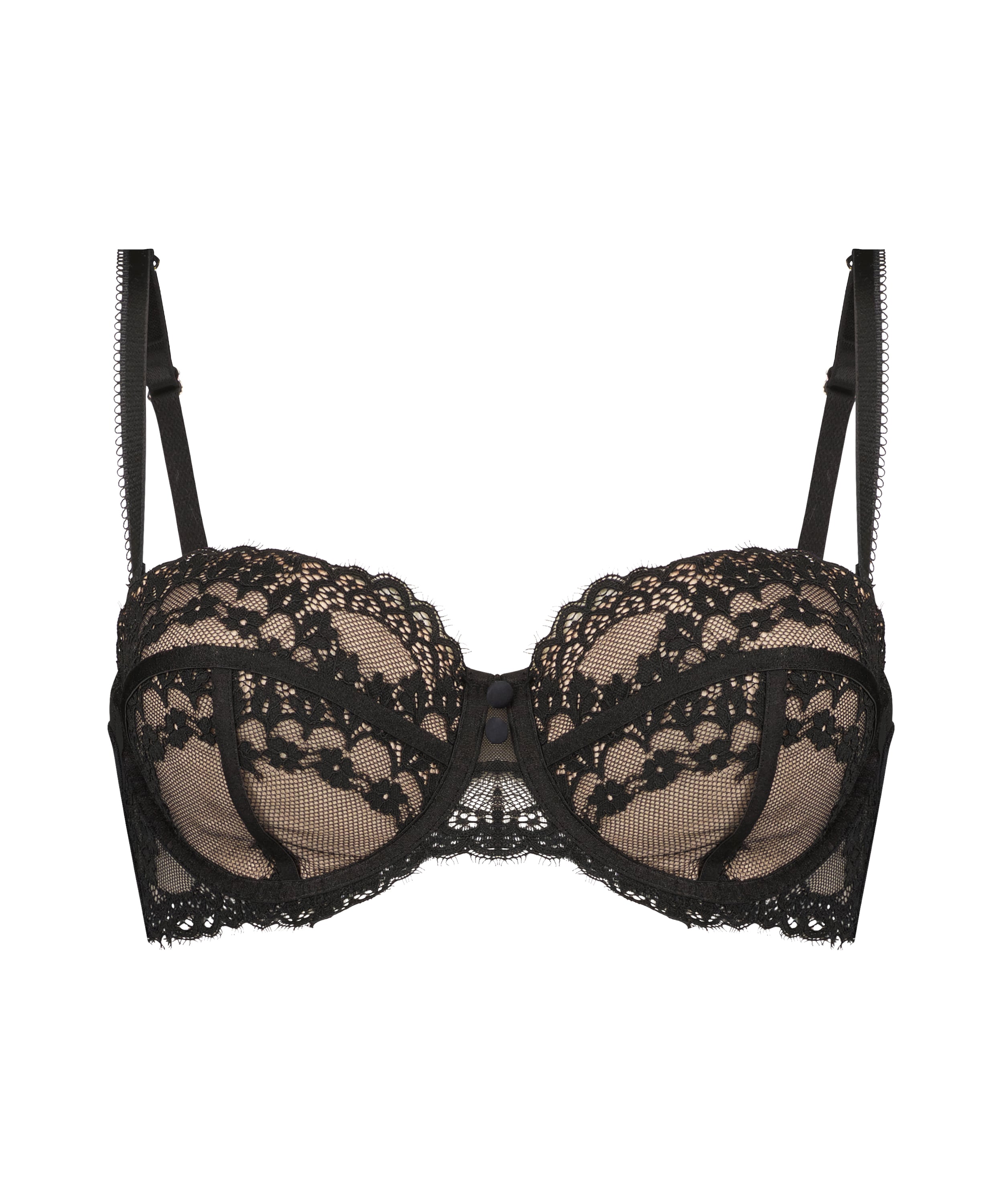 Daisy Padded Strapless Underwired Bra, Black, main