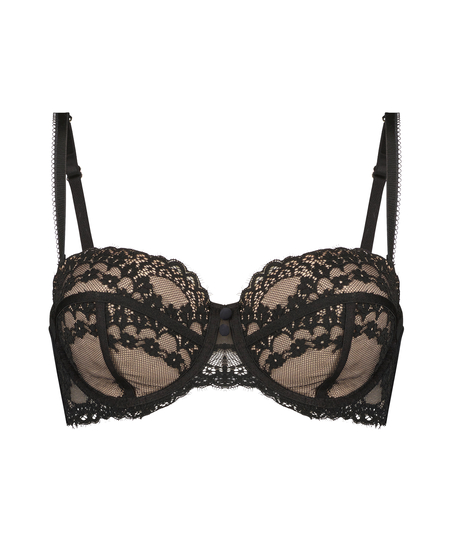Daisy Padded Strapless Underwired Bra, Black