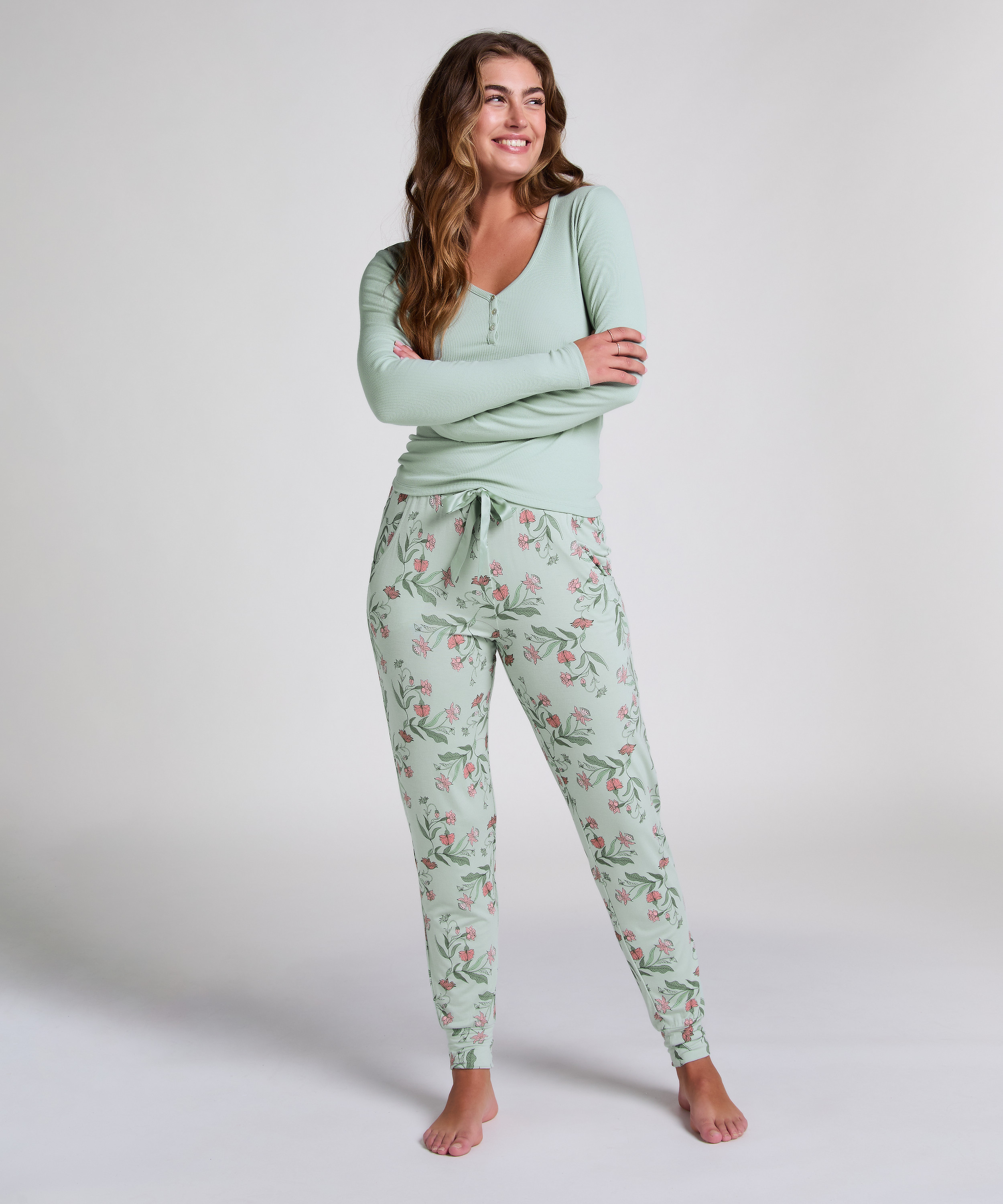 Jersey Pyjama Pants, Green, main