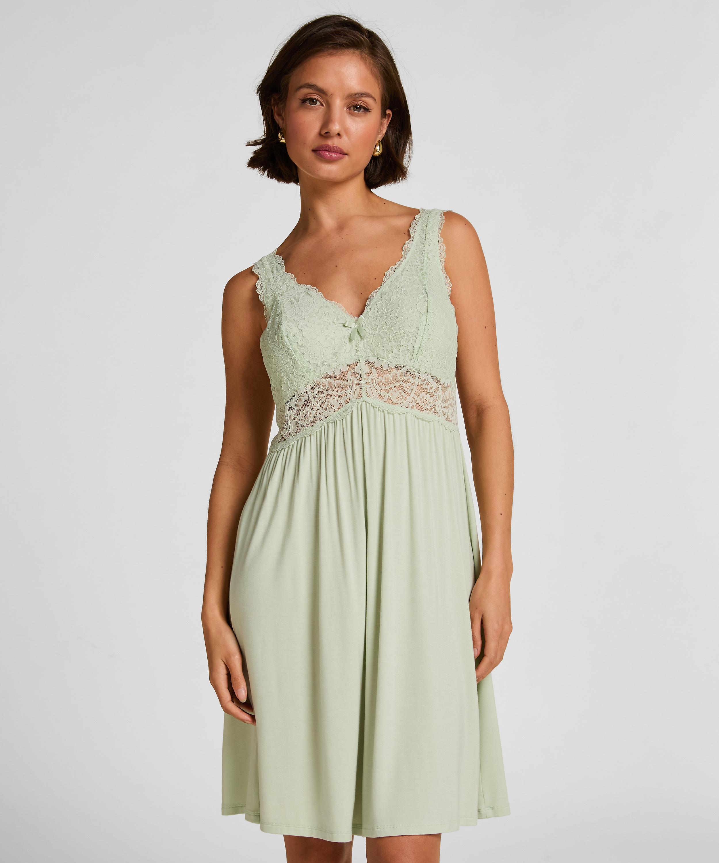 Nora Lace Slip Dress, Green, main