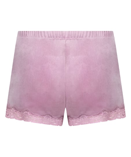 Velvet lace shorts, Purple