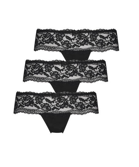 Florence 3-pack boxer thongs, Black