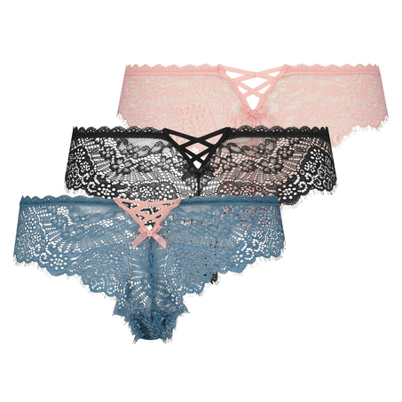 3-Pack Brazilians lace, Black