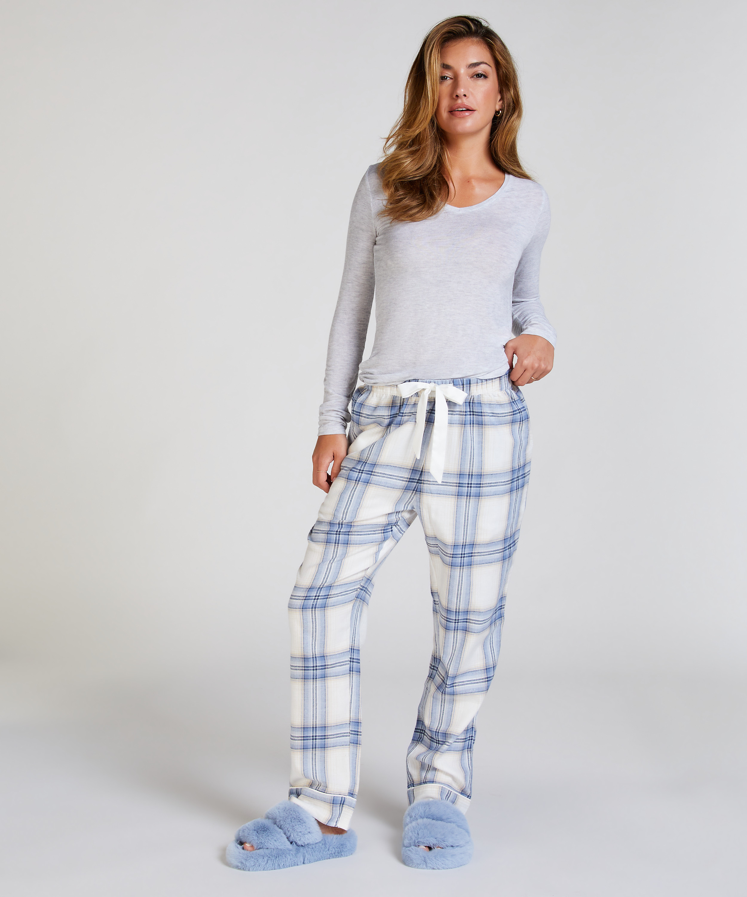 Long-Sleeved Pyjama Top, Gray, main