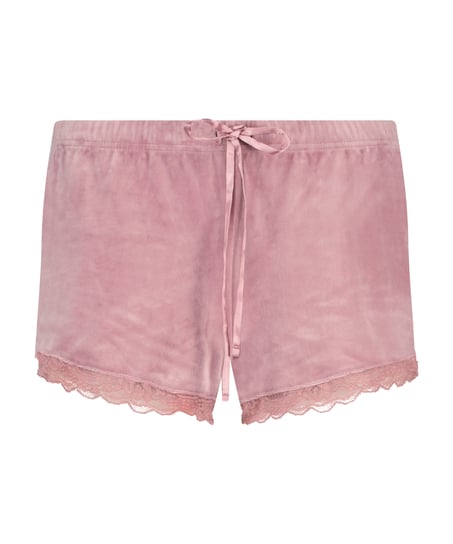 Velvet Lace Shorts, Pink