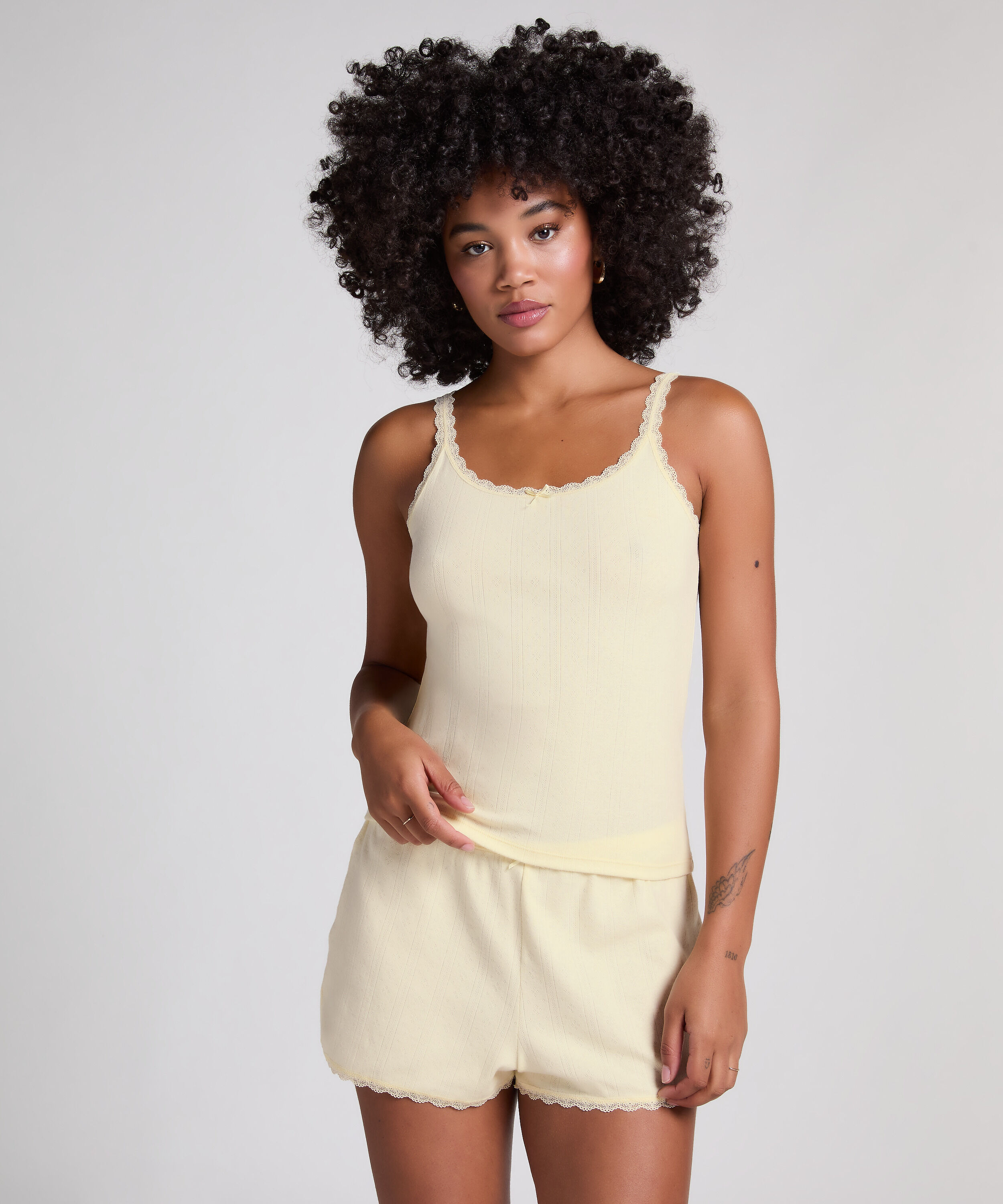 Pointelle Singlet, Yellow