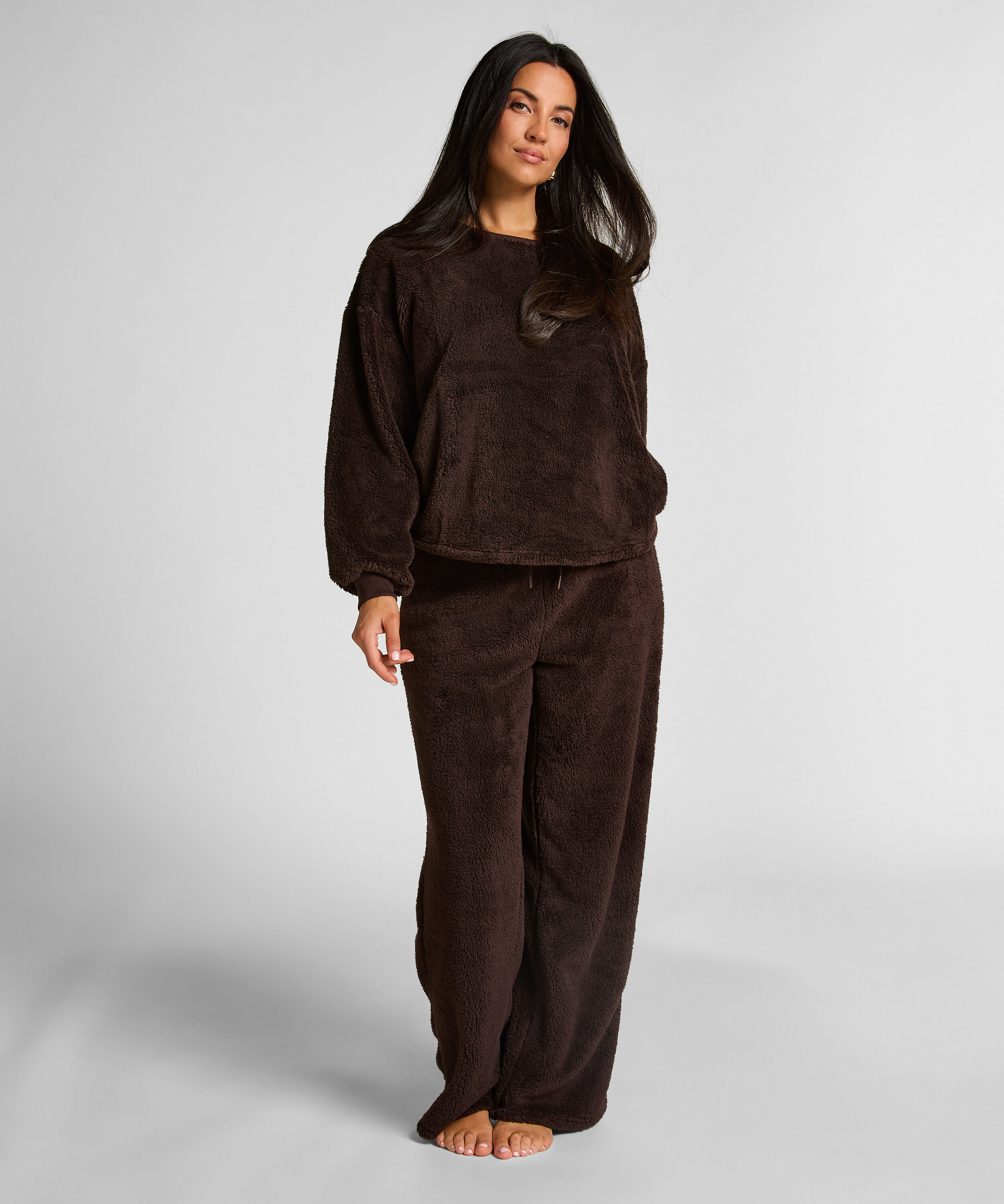 Longsleeved Top Fluffy Fleece., Brown