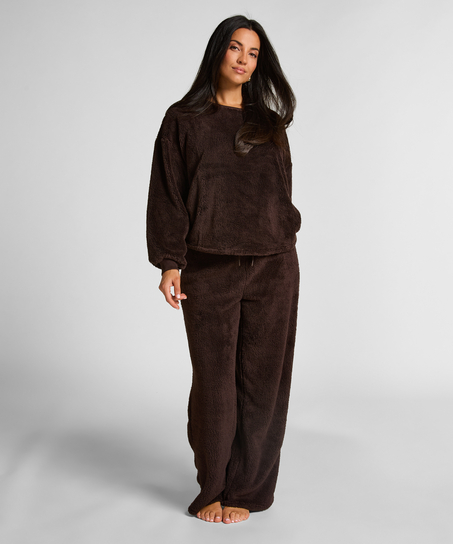 Longsleeved Top Fluffy Fleece., Brown