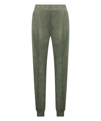 Velour Jogging Pants Pin-tucked, Green