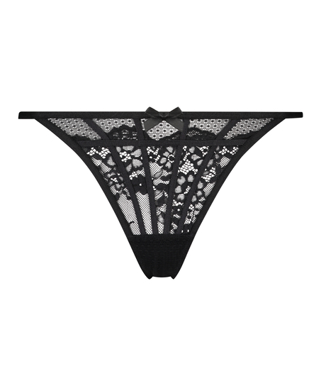 Louisa high leg Thong, Black
