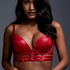 Kennedy Padded Underwired Longline Push-Up Bra, Red
