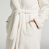 Long Fleece Bathrobe, White