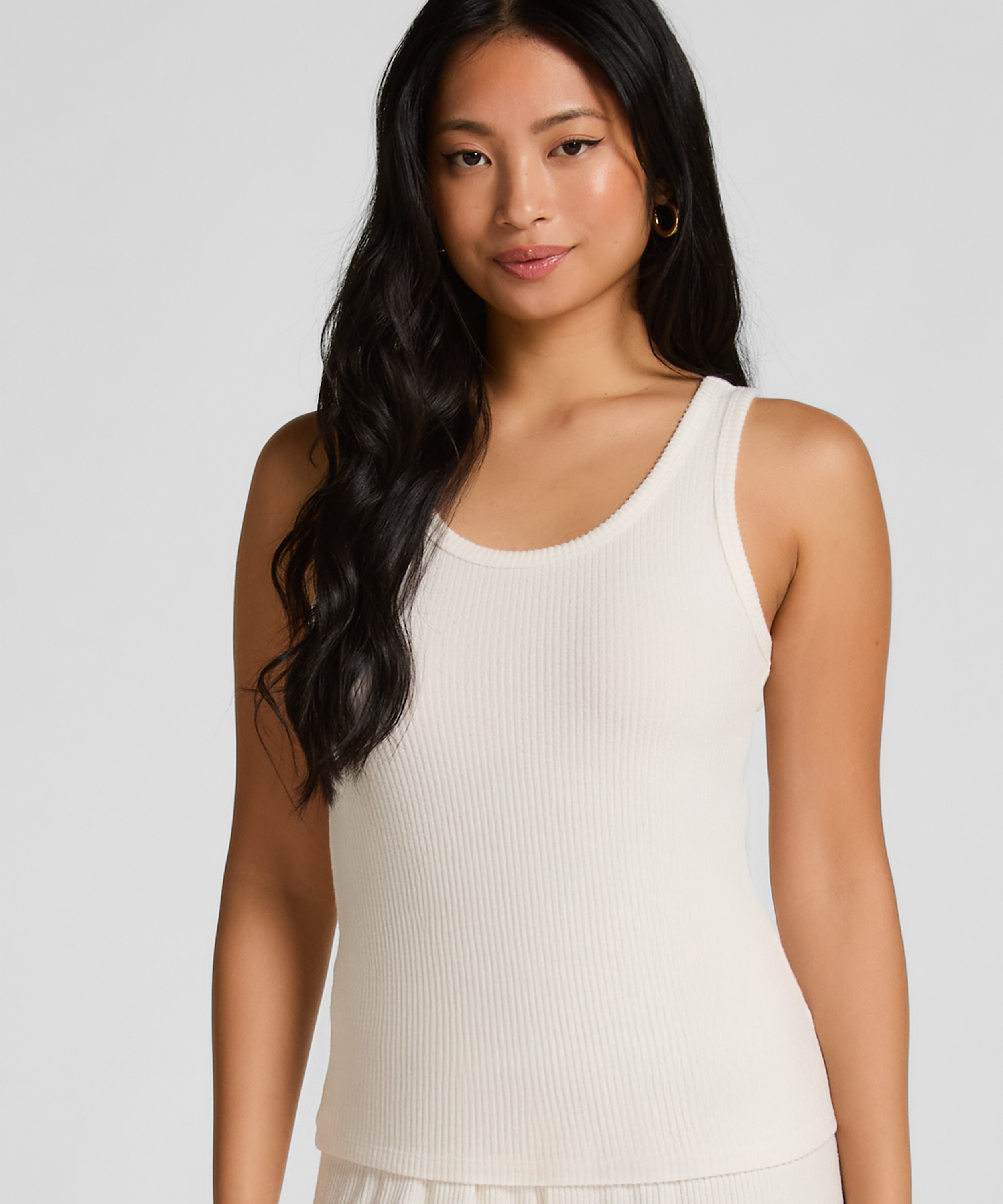 Singlet Brushed Jersey Rib, White, main