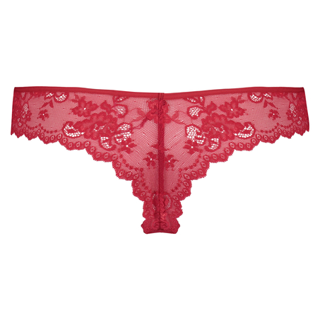 Lace Back Invisible Thong, Red