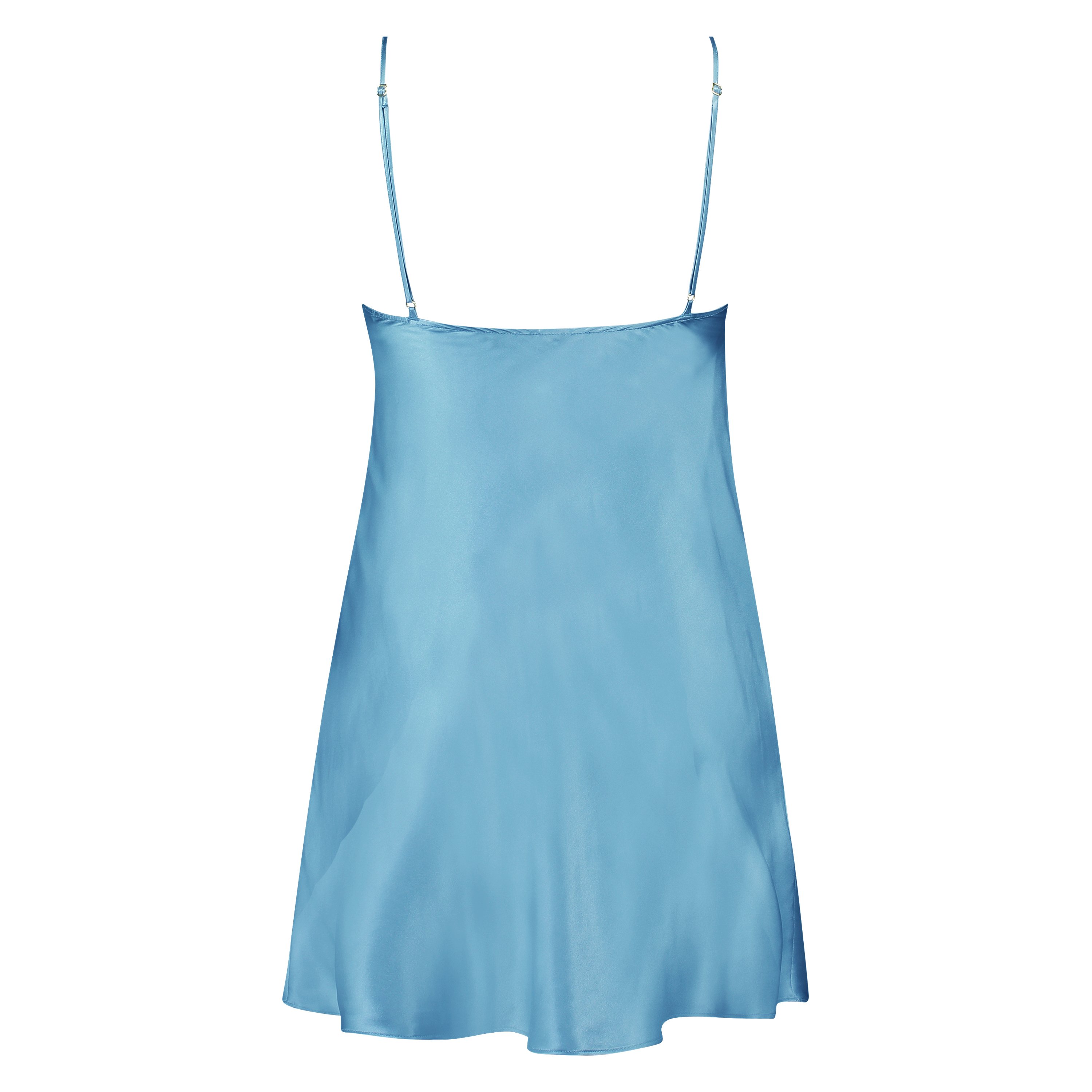 Silk Lace Slip Dress, Blue, main
