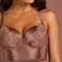 Erika padded longline underwired bra, Brown