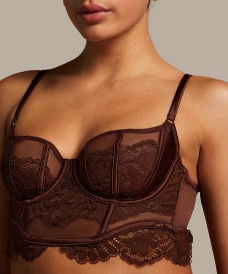 Indigo Non-Padded Underwired Longline Bra, Brown